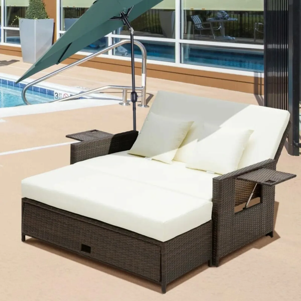 2-Seater Day Bed 8mm Rattan Cube Garden Furniture - Image 2