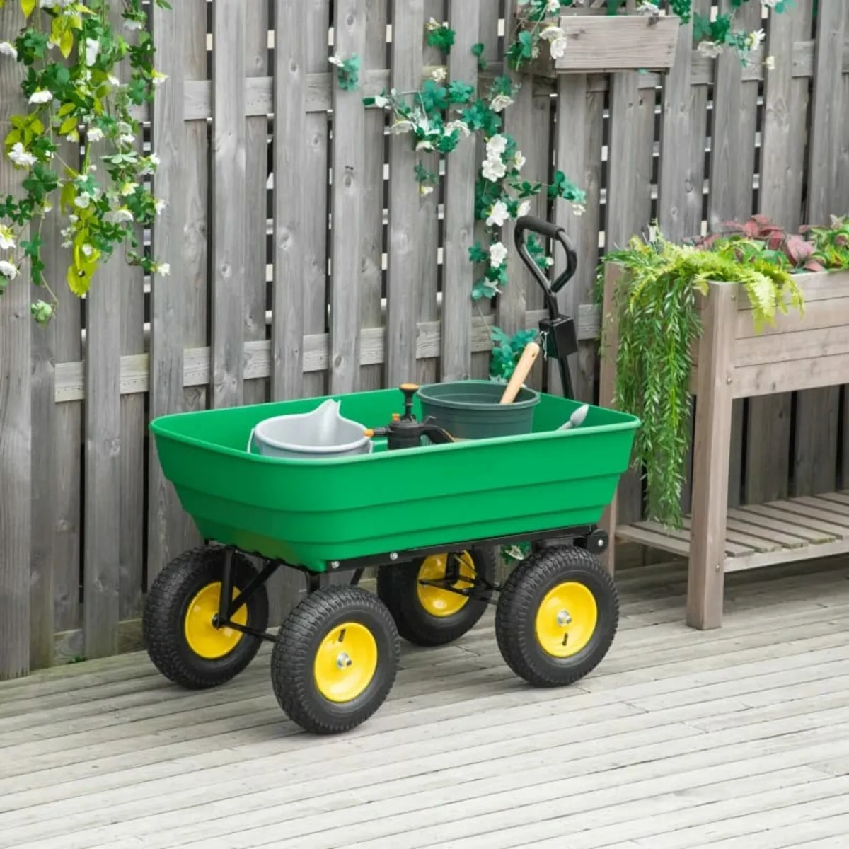 75 Litre Large Garden Cart Heavy Duty 4 Wheel Trol - Image 2