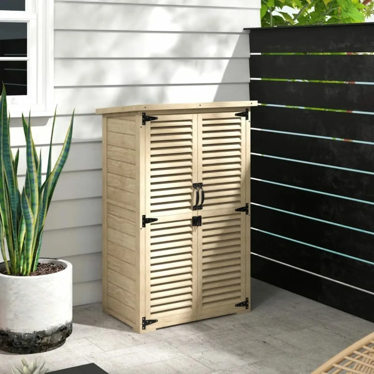 Wooden Garden Storage Cabinet for Tools with 2 She - Image 3