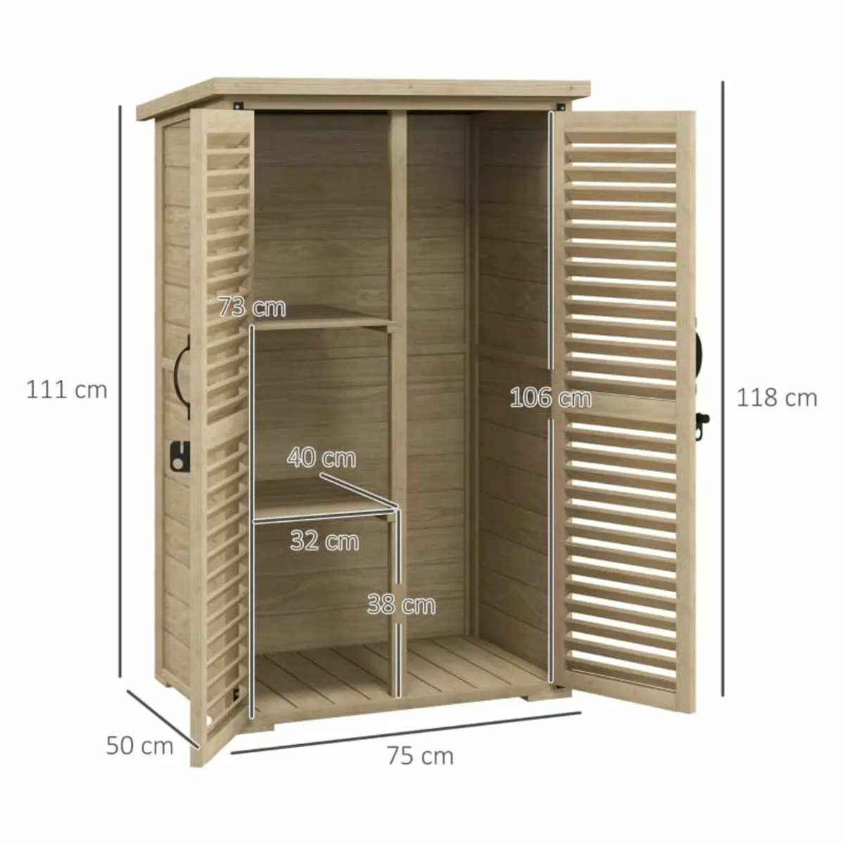 Wooden Garden Storage Cabinet for Tools with 2 She - Image 4