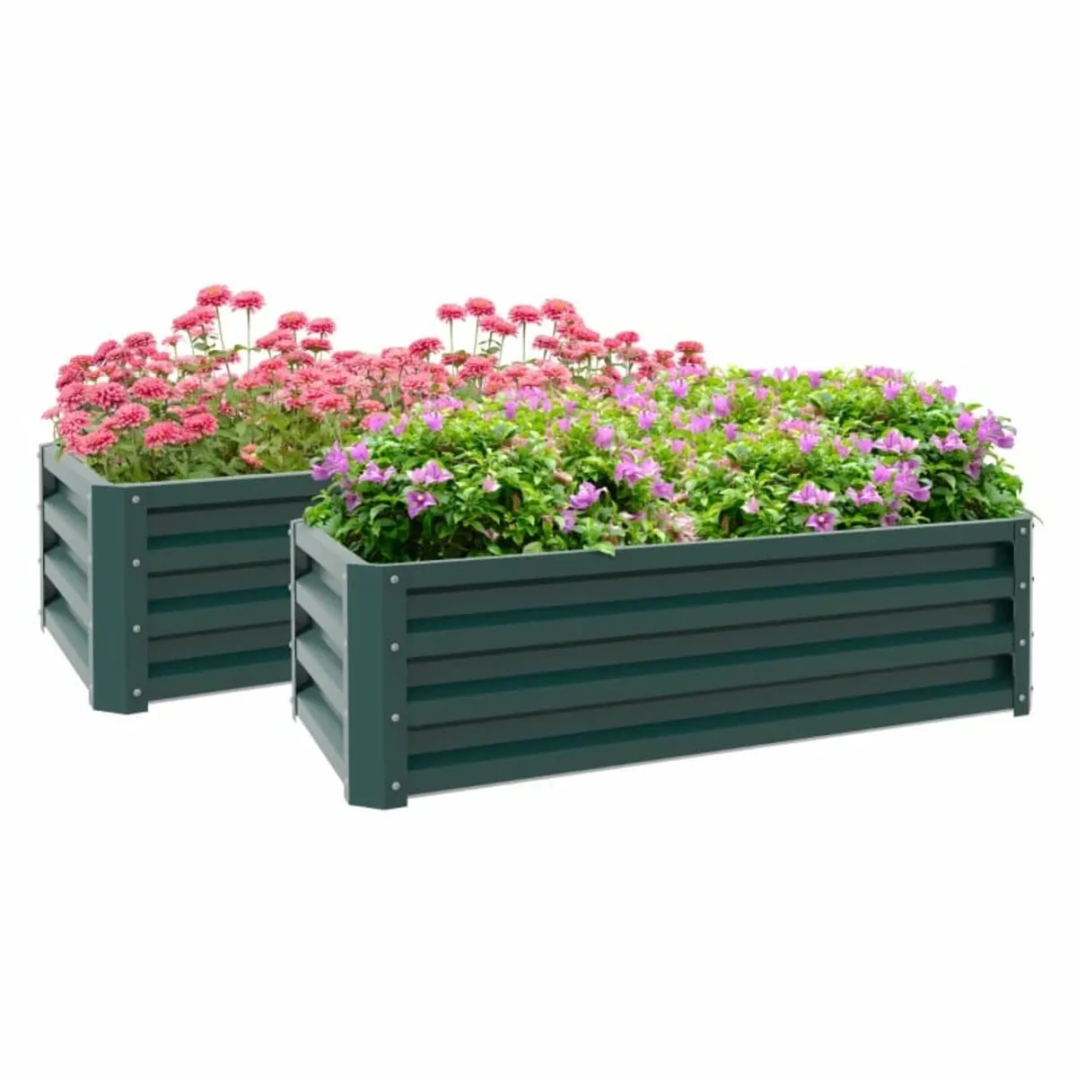 Set of Two 110 x 65cm Steel Planter Boxes - Green - Image 1