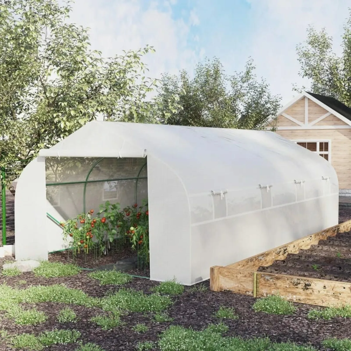 6 x 3 x 2m Walk in Polytunnel Greenhouse with Wind - Image 1