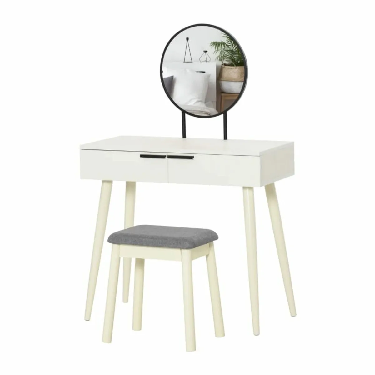 Dressing Table with Mirror and Stool, Vanity Makeu - Image 2