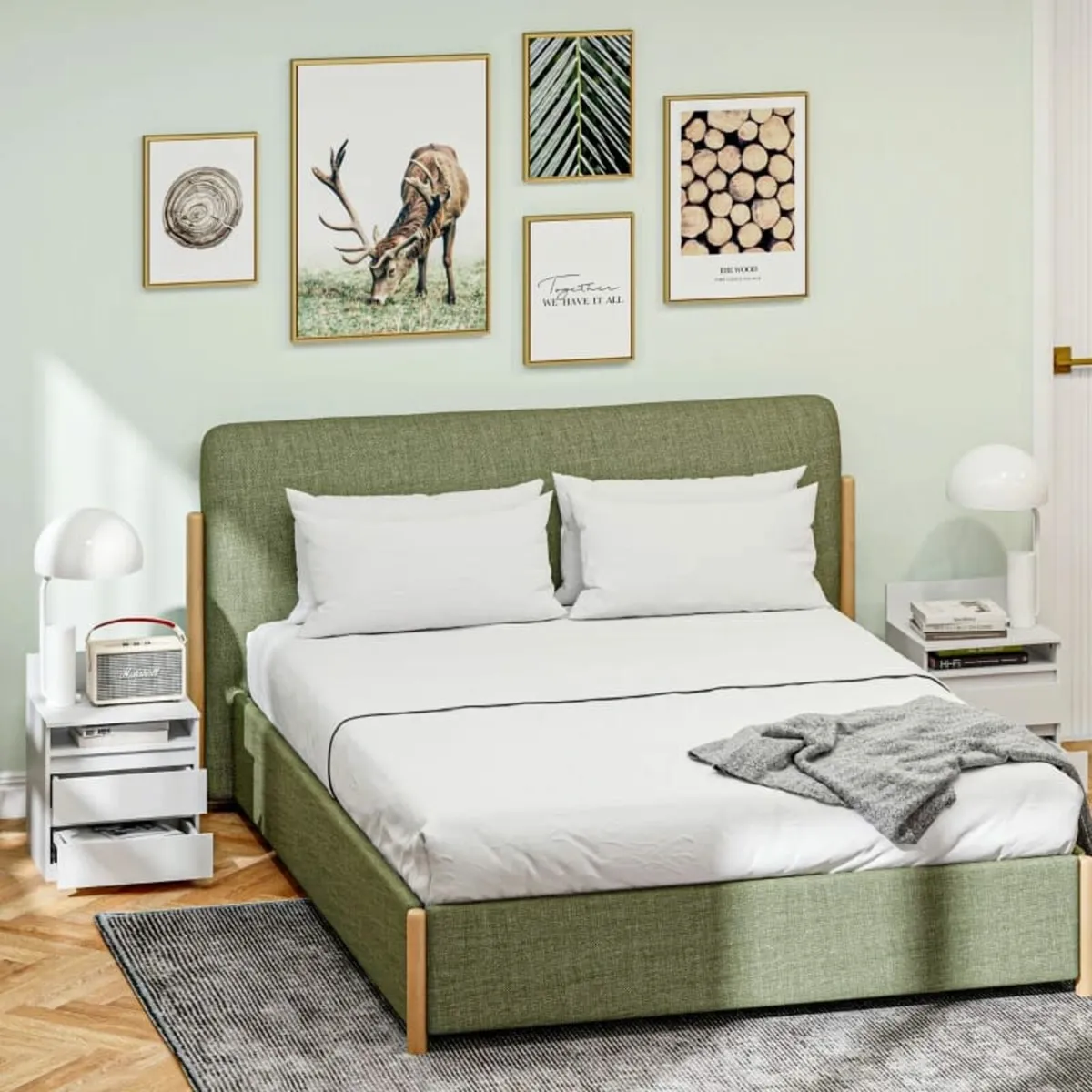 Nightstand 2-pack with drawers and shelf, modern s - Image 3