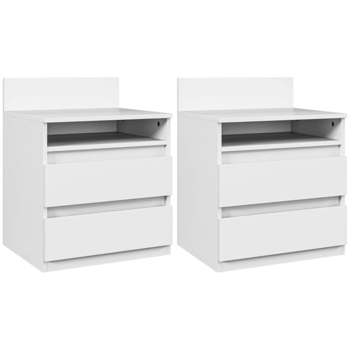 Nightstand 2-pack with drawers and shelf, modern s - Image 4