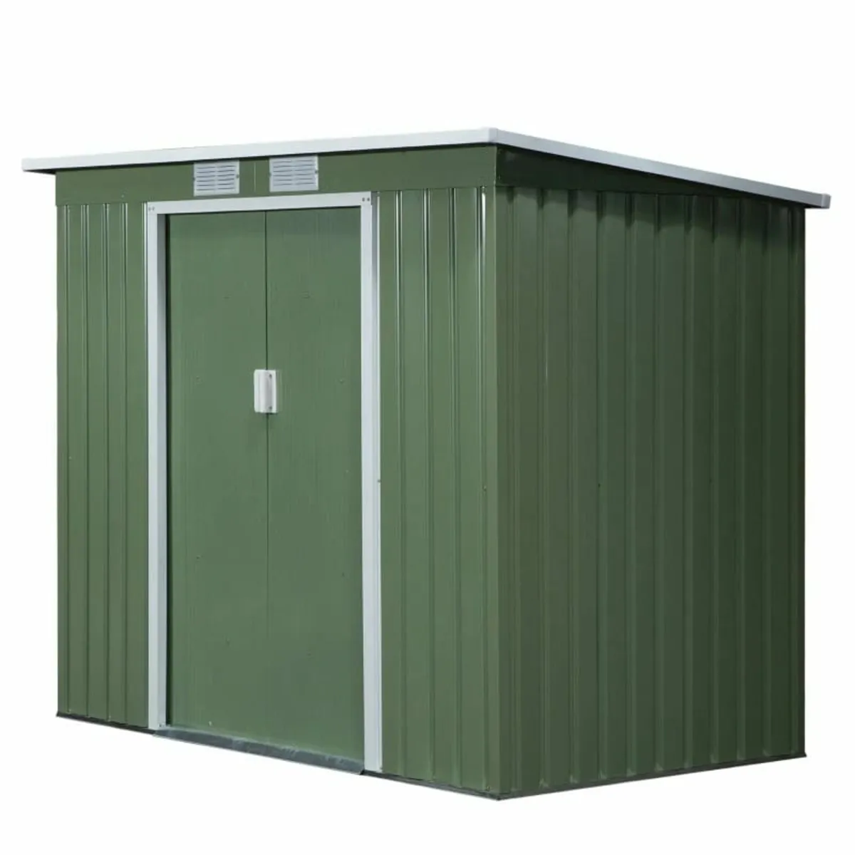 Garden Storage Shed w/ window Double Door Green - Image 4