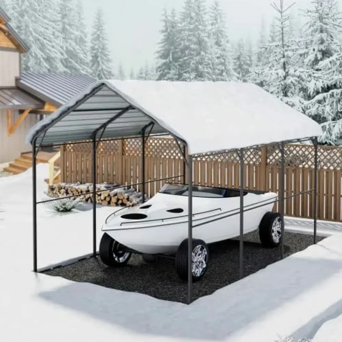 Heavy Duty Metal Carport, 10' x 15' Outdoor Carpor - Image 2