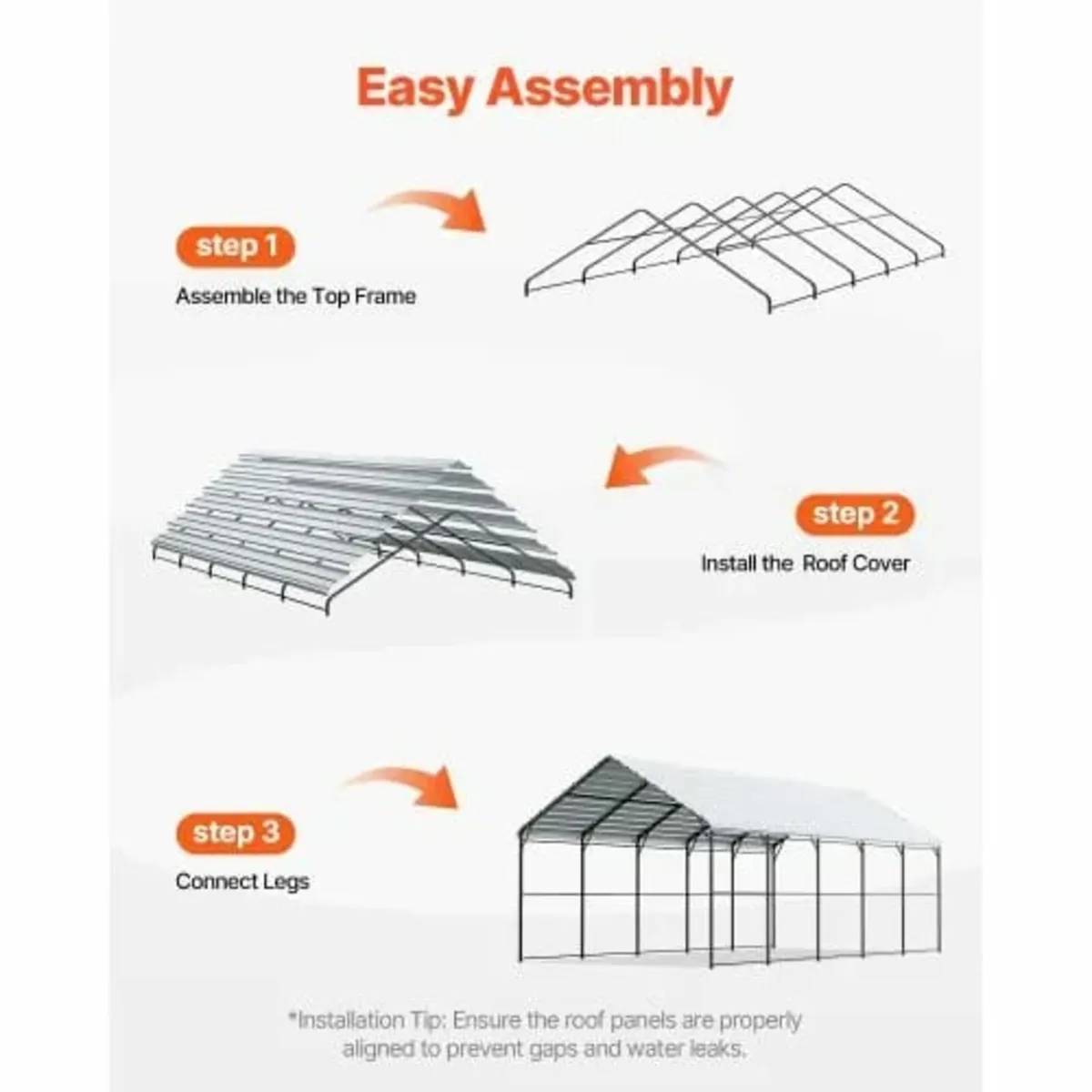 Heavy Duty Metal Carport, 13' x 26' Outdoor Carpor - Image 4