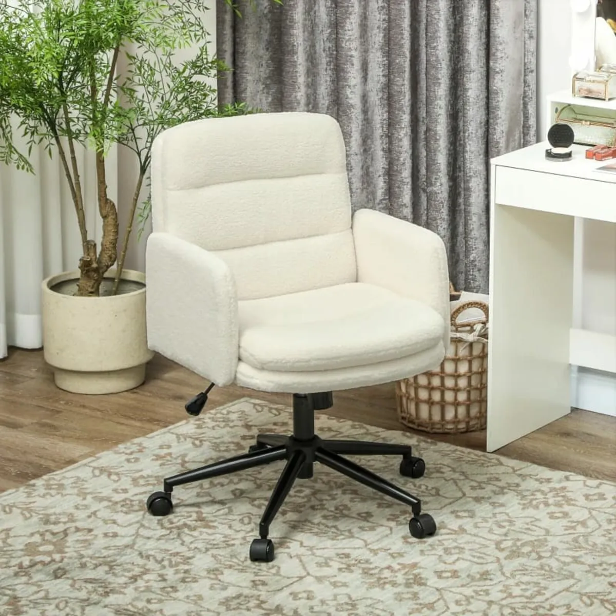 Mobile office chair with fabric upholstery, armres - Image 1