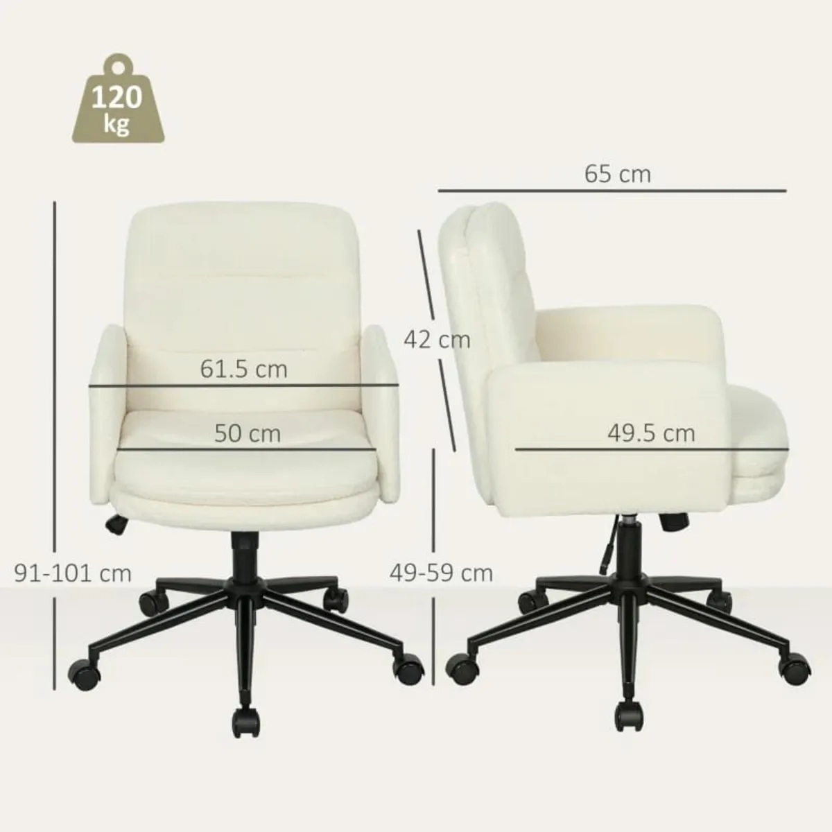 Mobile office chair with fabric upholstery, armres - Image 3