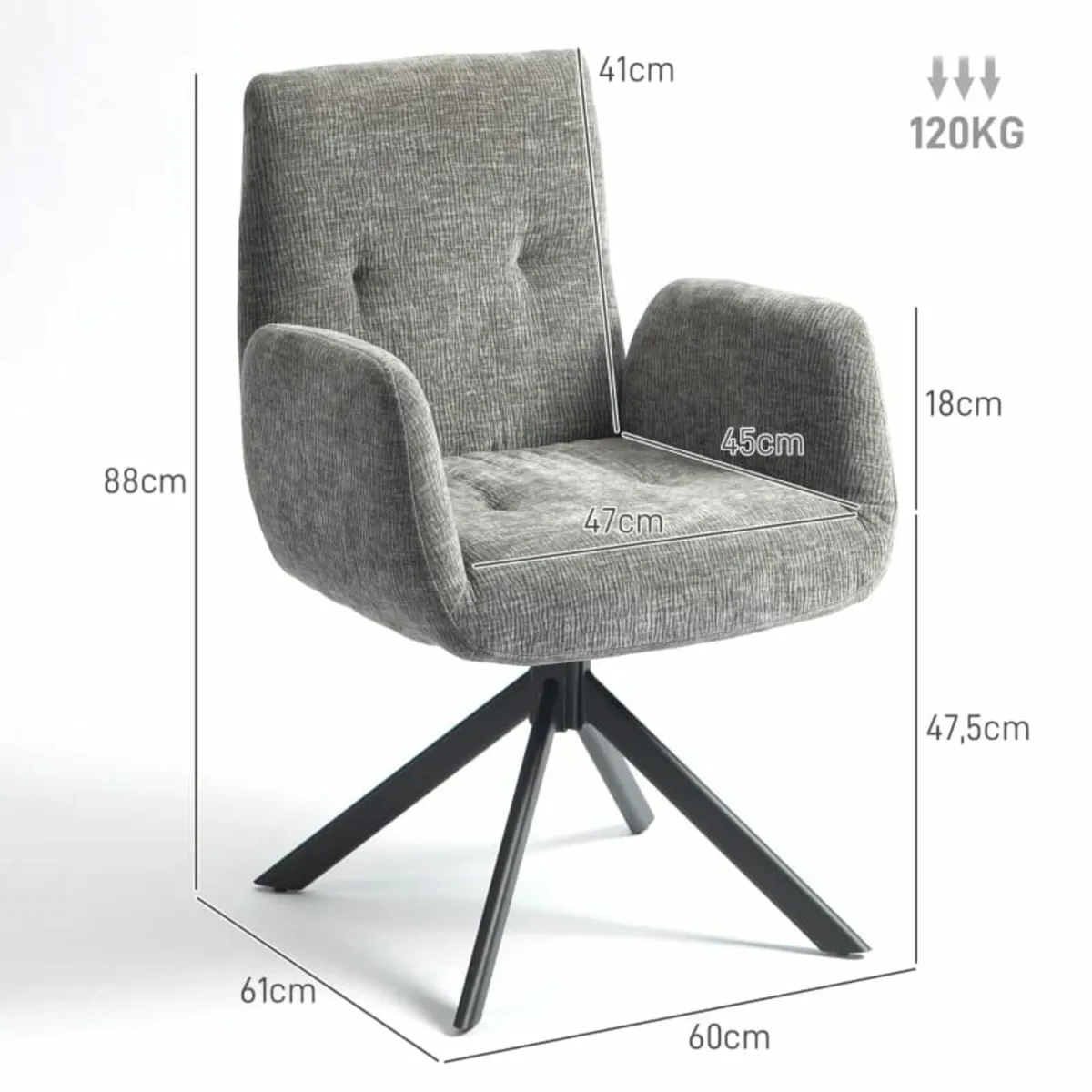 Upholstered Armchair, Accent Chair, Modern Design, - Image 3