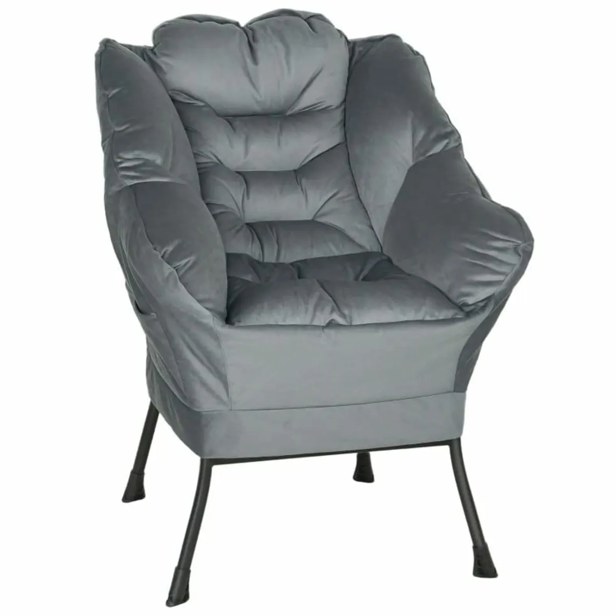 Modern accent chair, upholstered chair with steel - Image 1