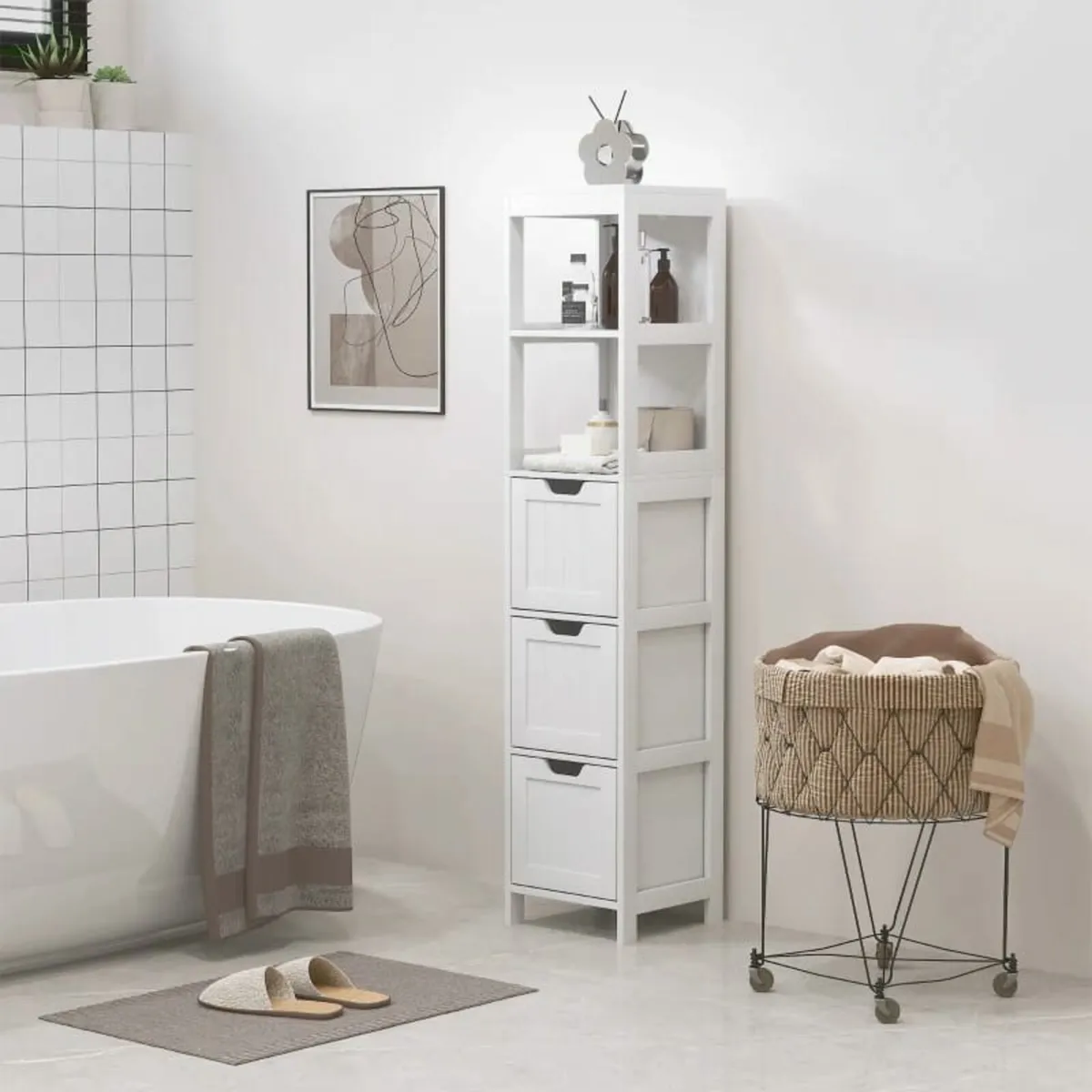 Bathroom Cabinet, 2 Shelves, 3 Drawers, Water-Resi - Image 4