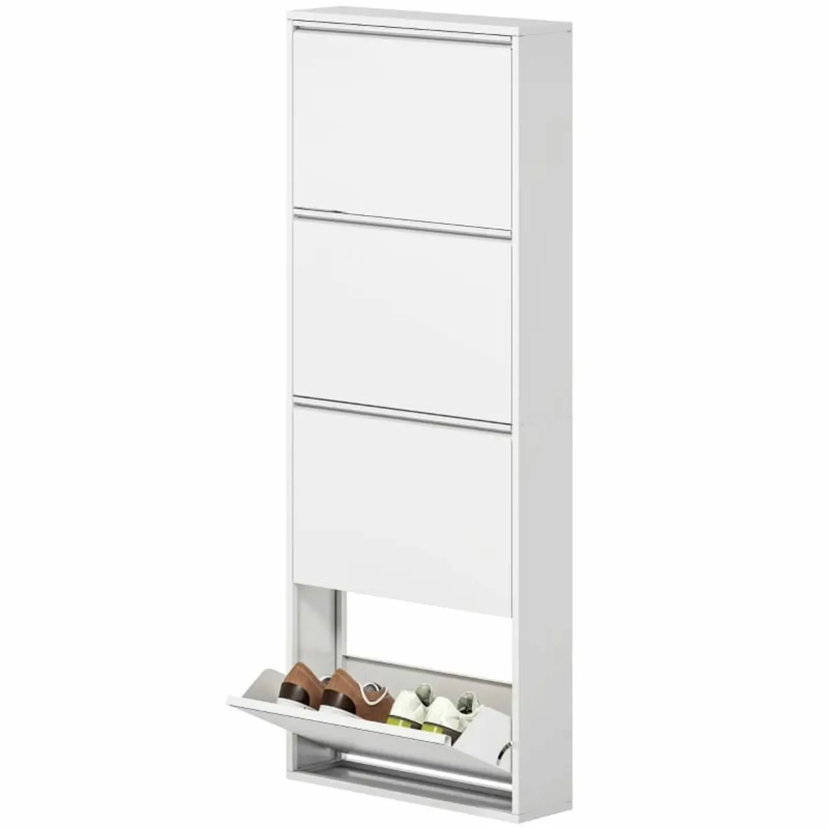 Slim Metal Shoe Cabinet for up to 8 Pairs, 4 Tilt - Image 1