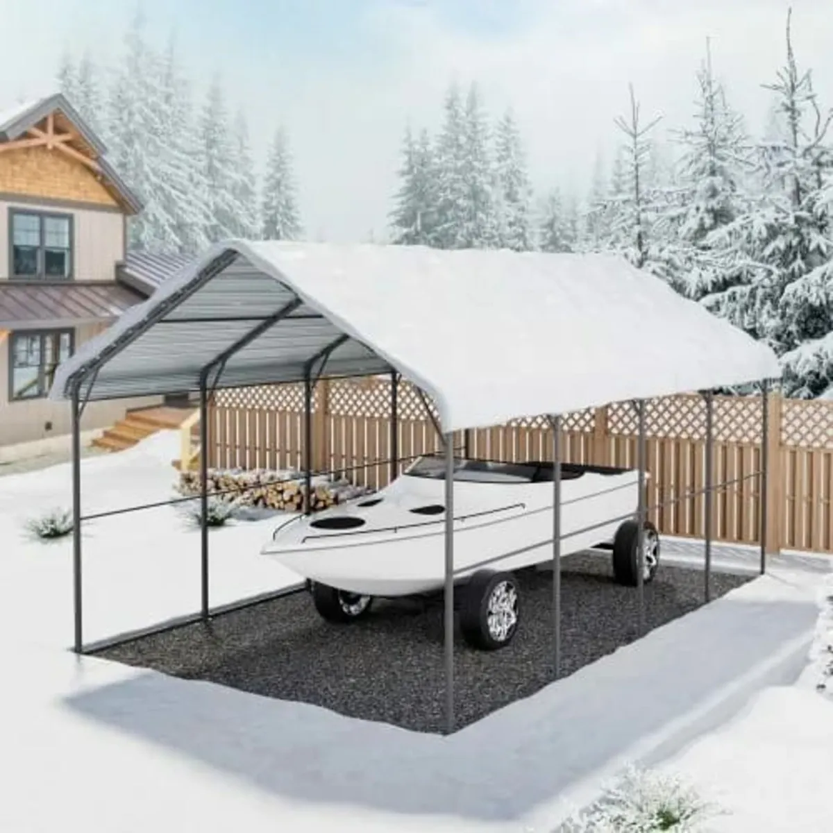 Heavy Duty Metal Carport, 12' x 20' Outdoor Carpor - Image 3