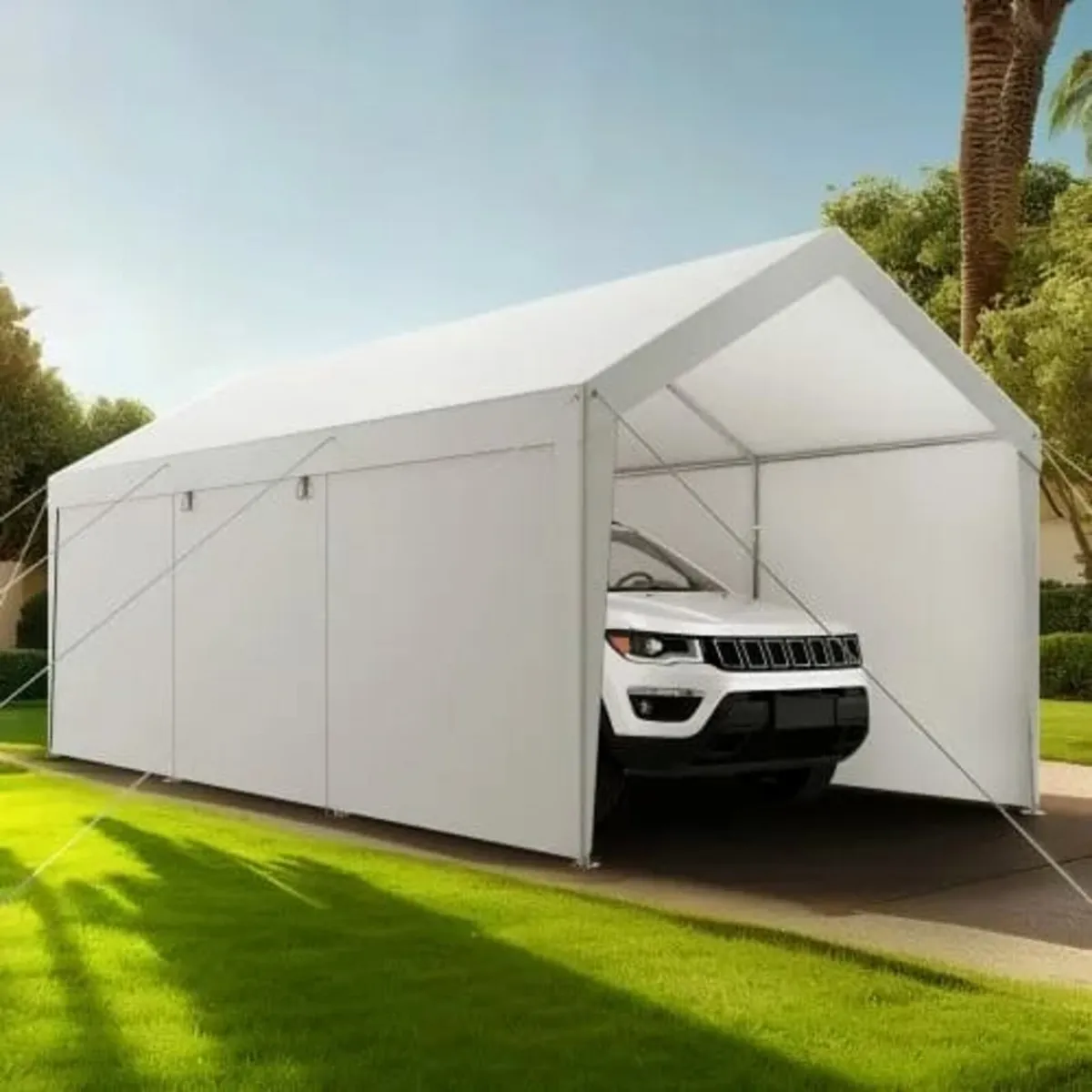 Carport, 12 x 20 FT Outdoor Car Canopy, Potable Ca - Image 2
