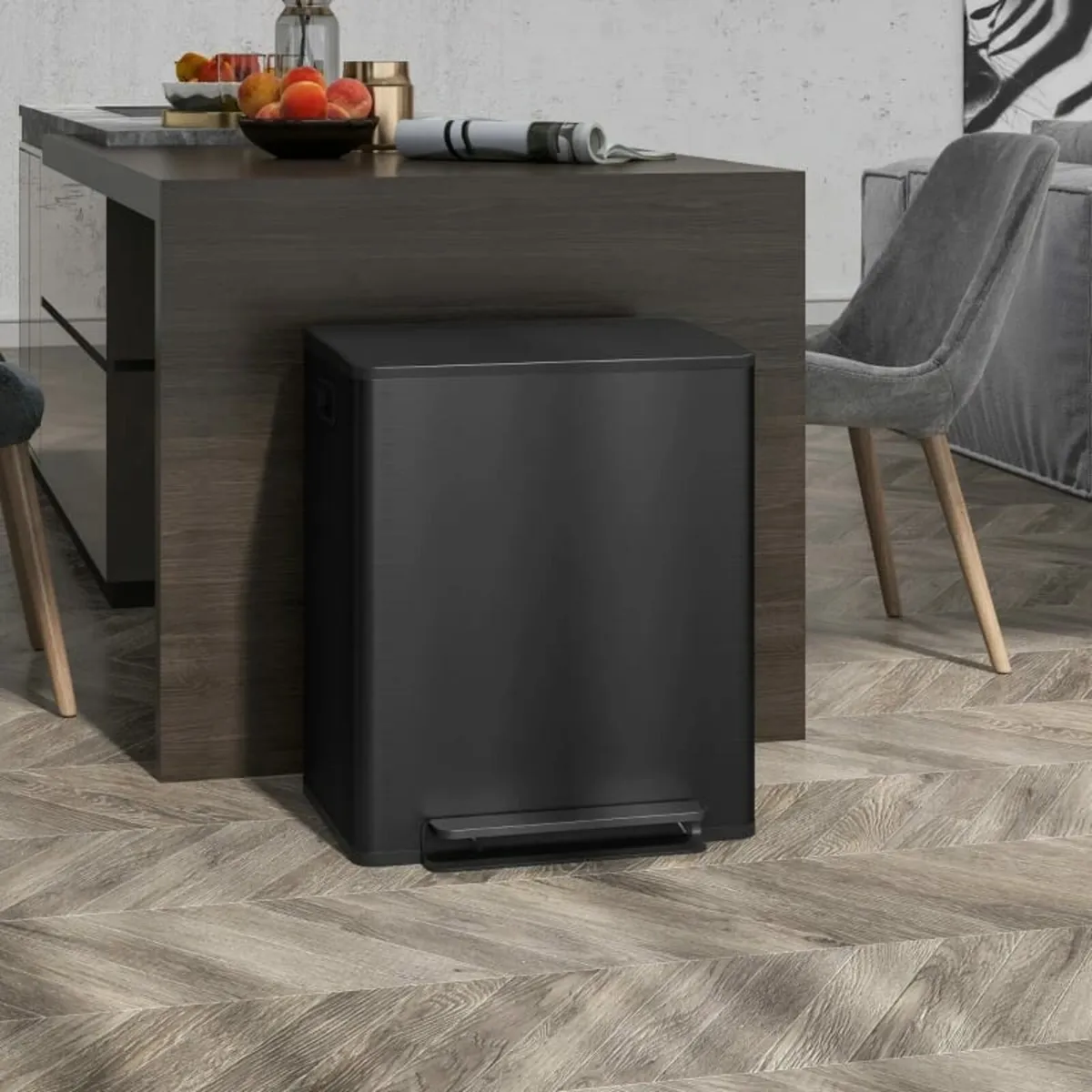 50L Dual Compartment Stainless Steel Bin, with Deo - Image 3