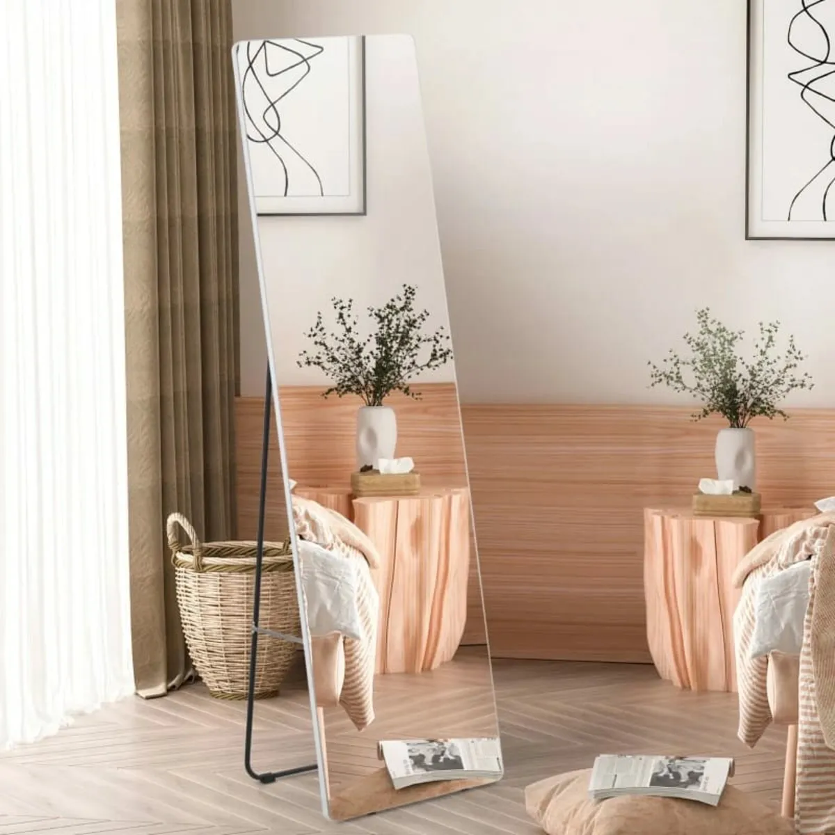 Standing Mirror Wall Mirror Full-Length Mirror, Al - Image 1