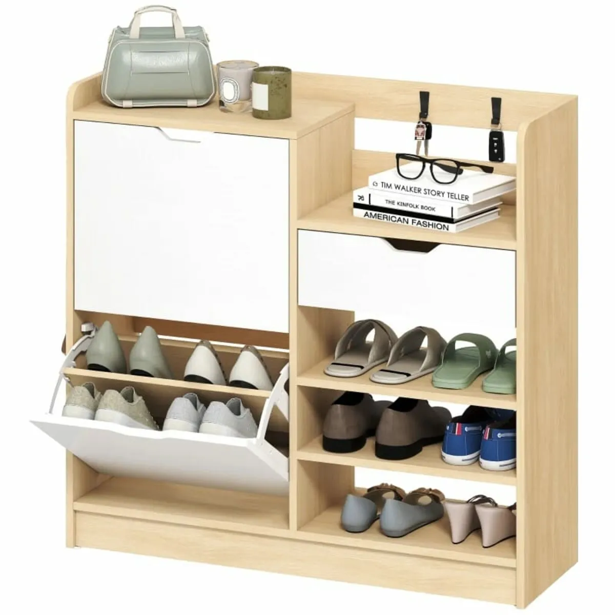 Shoe rack for hallway, shoe cabinet with tilt draw - Image 2