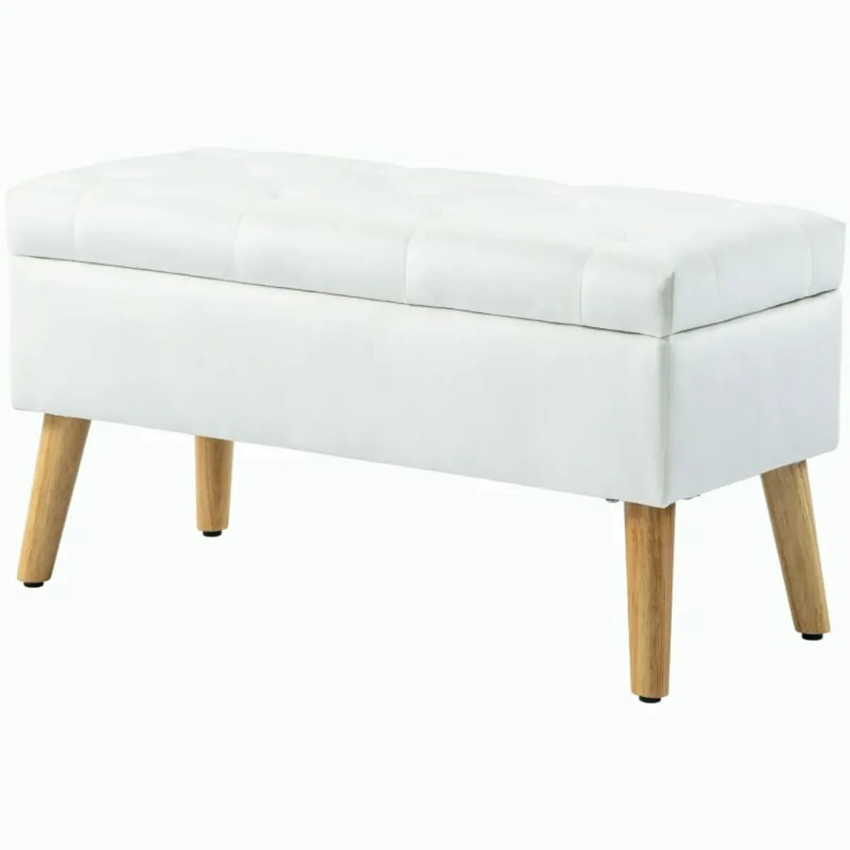 Upholstered bench with storage, velvet-look fabric - Image 1