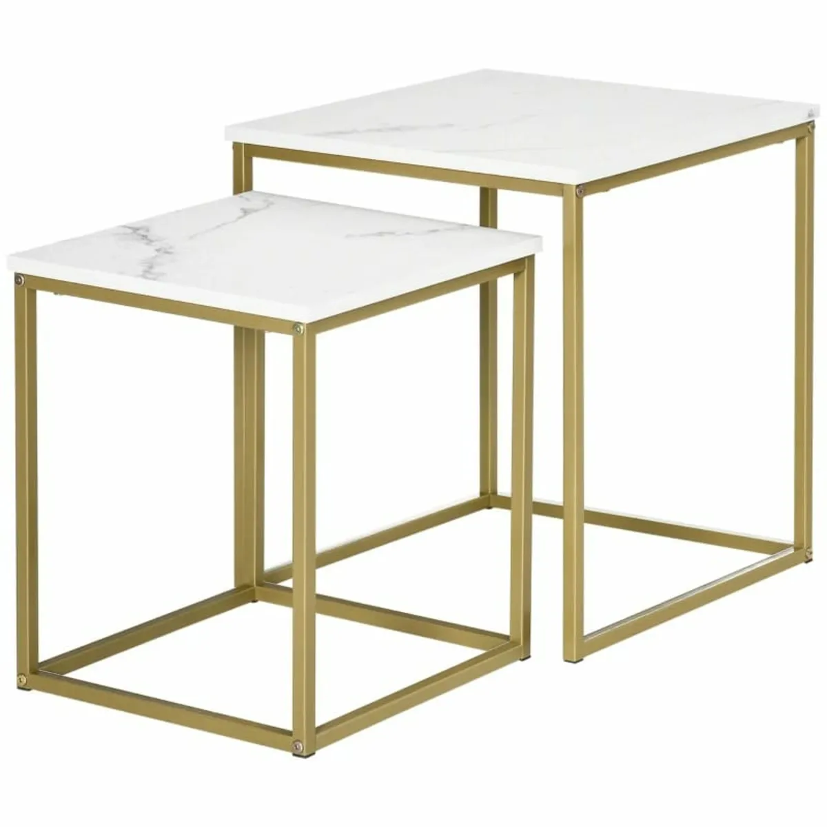 2-Piece Side Table Set, Stackable Side Tables, Mar - Image 1