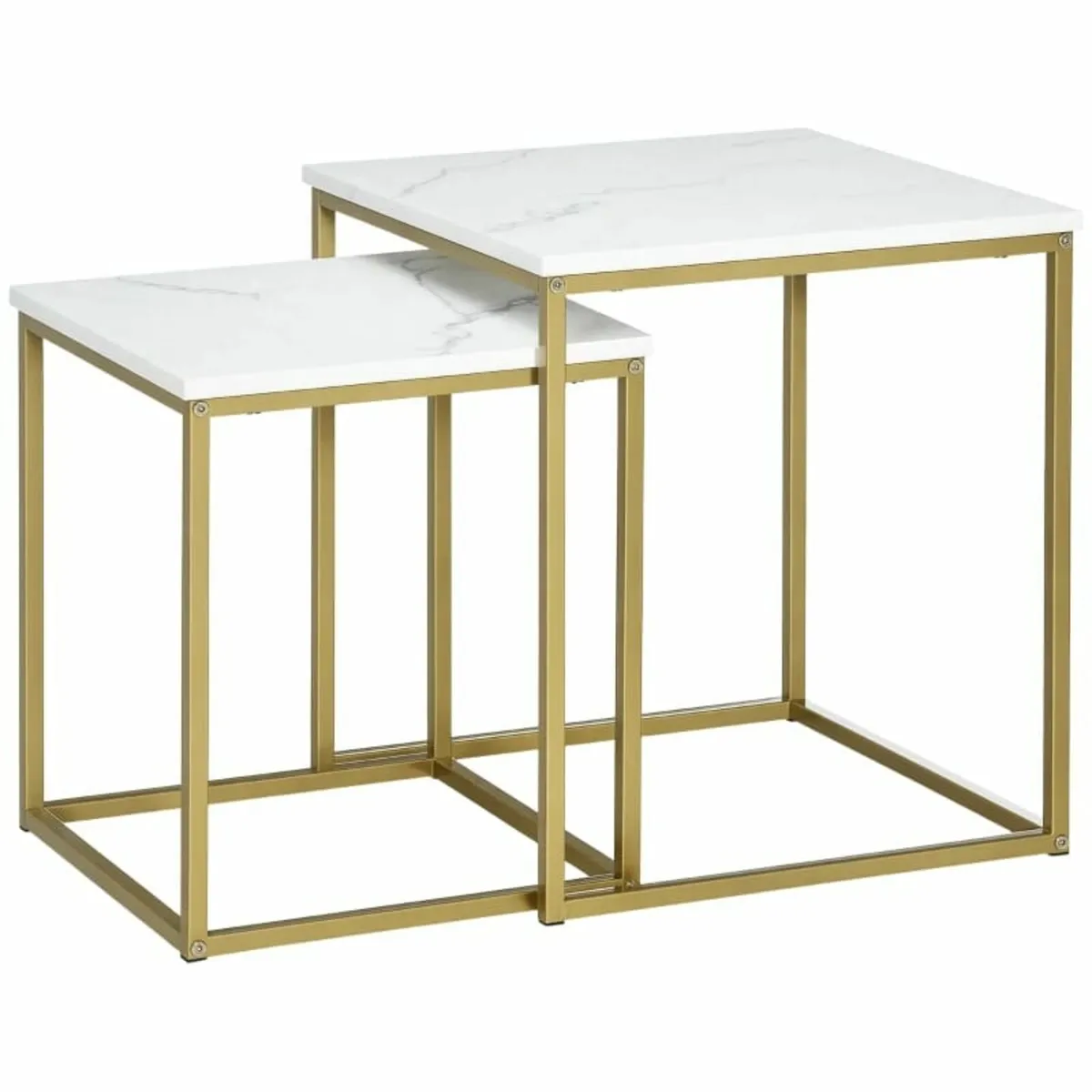 2-Piece Side Table Set, Stackable Side Tables, Mar - Image 3