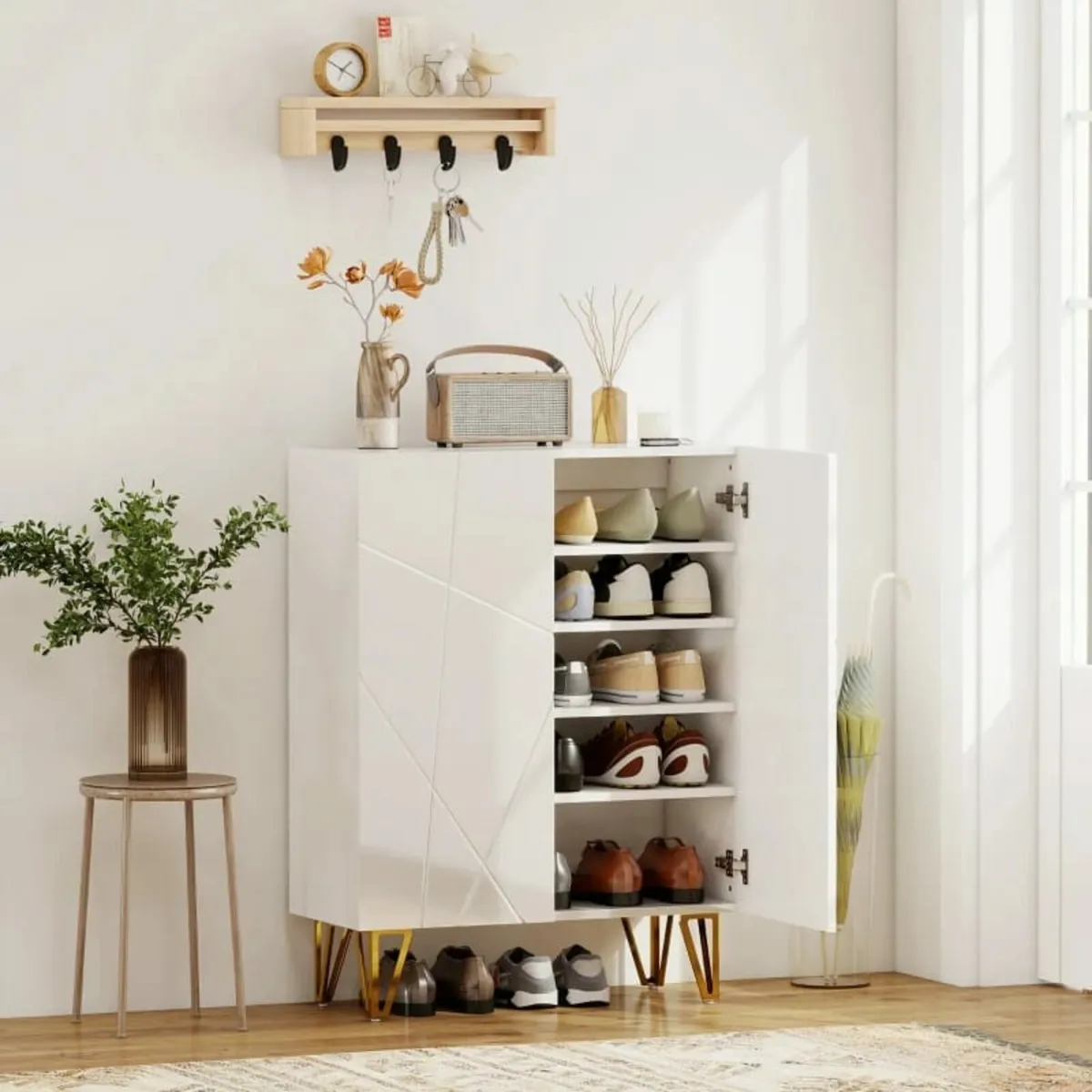 Shoe cabinet with 2 doors, shoe rack, shoe storage - Image 3