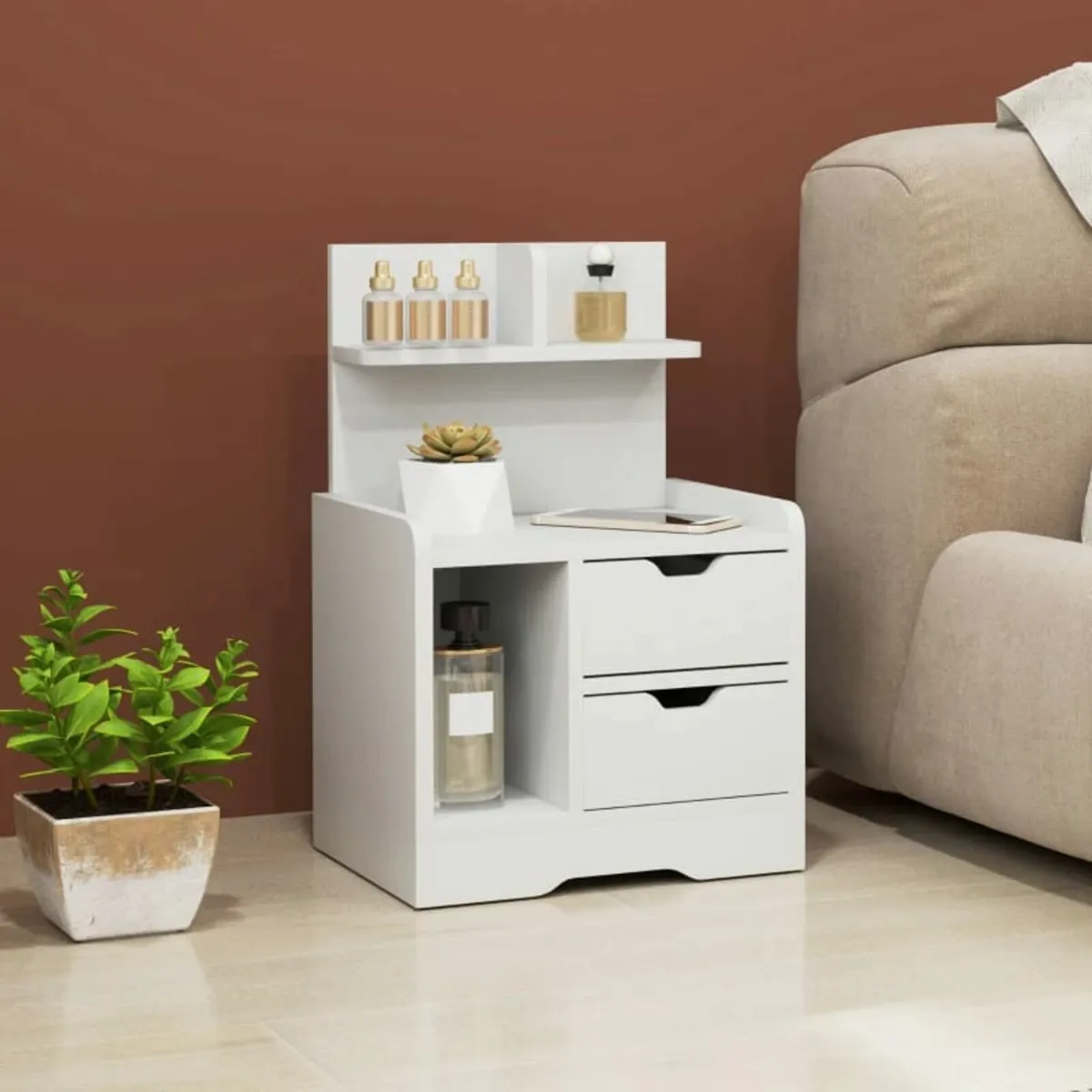 Nightstand with 2 drawers, open shelf, 40x30x60 cm - Image 3