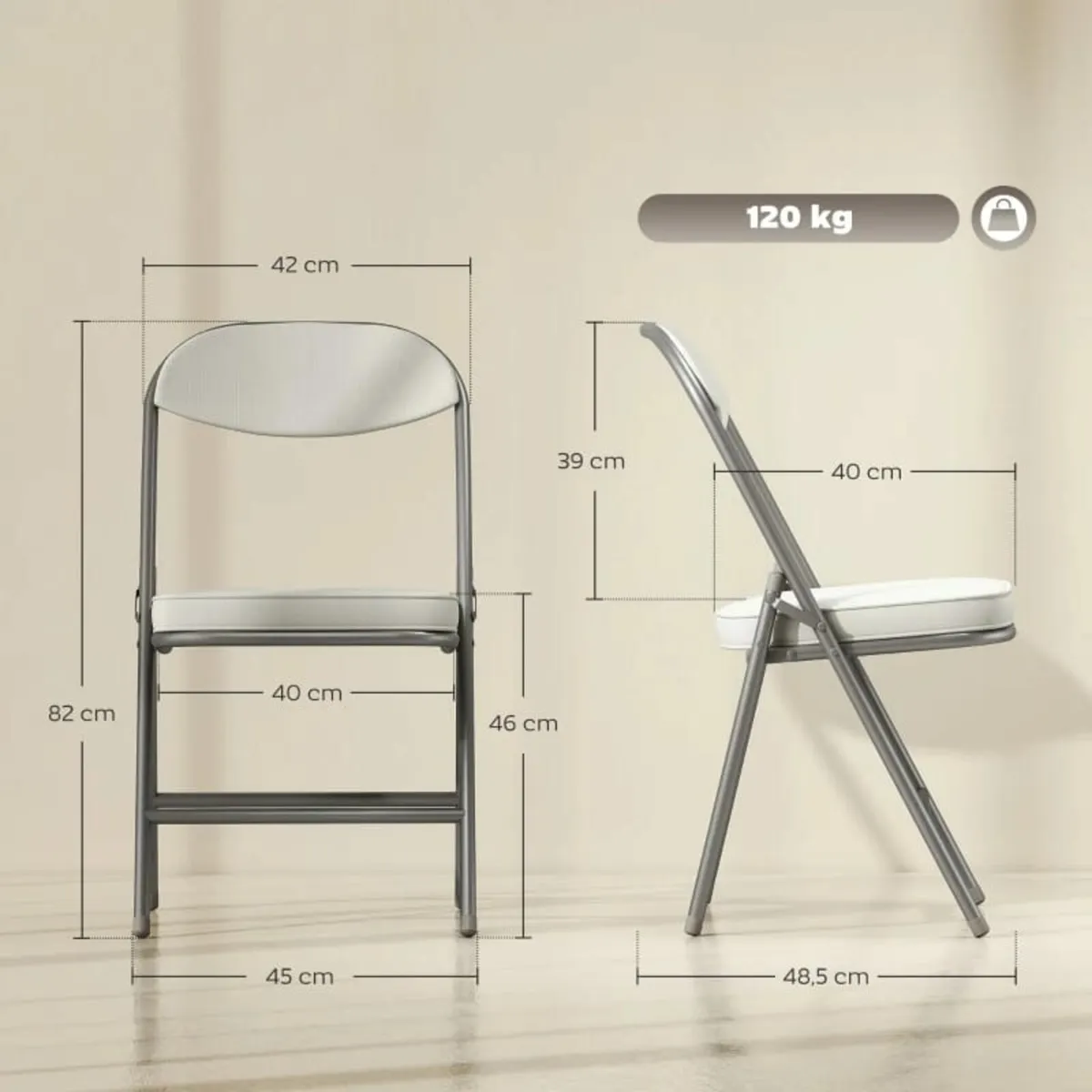 4-Piece Padded Folding Chairs Set, Foldable Chairs - Image 4