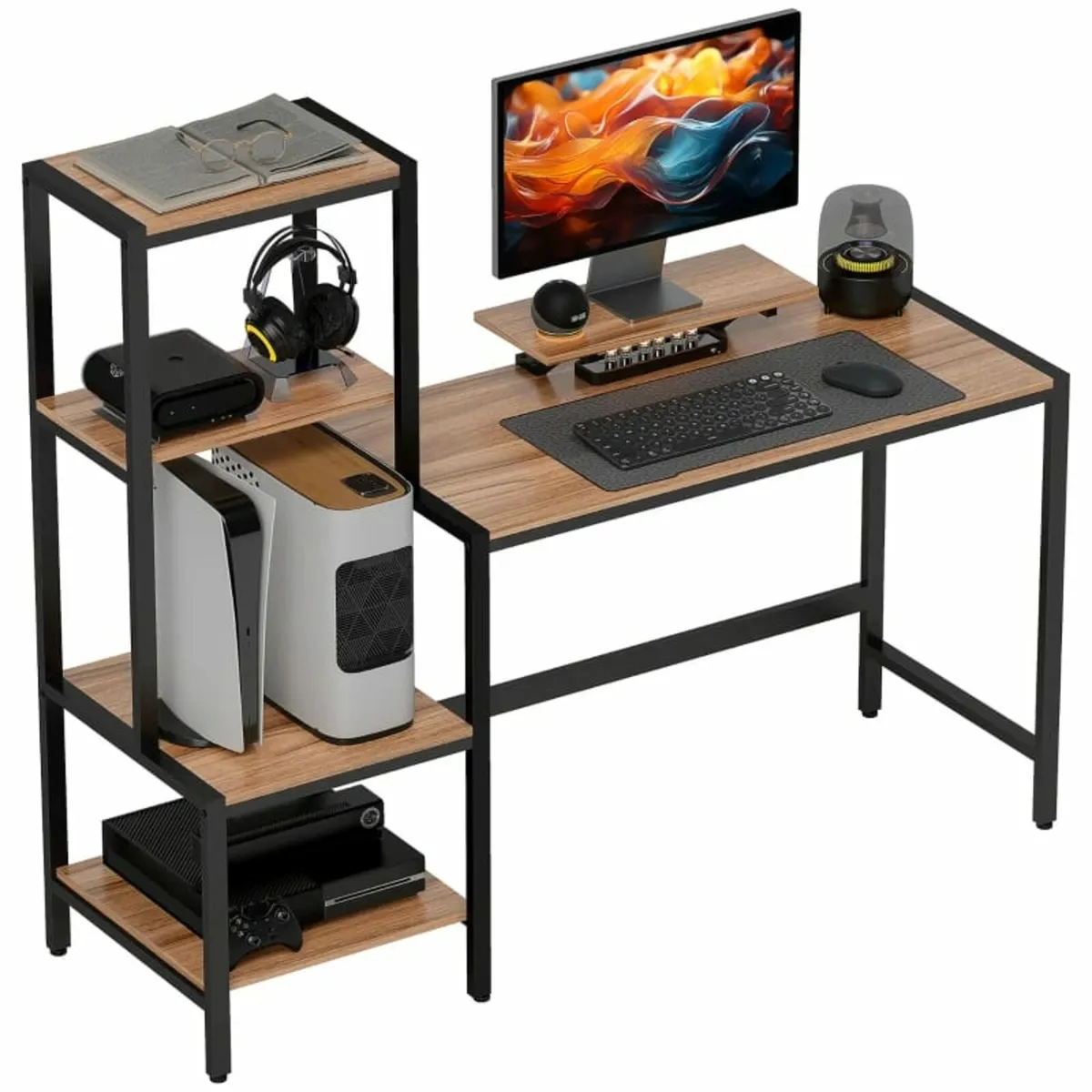 Computer Desk with Monitor Stand, Desk with 4-Tier - Image 2