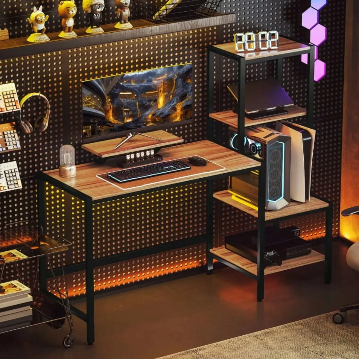 Computer Desk with Monitor Stand, Desk with 4-Tier - Image 4