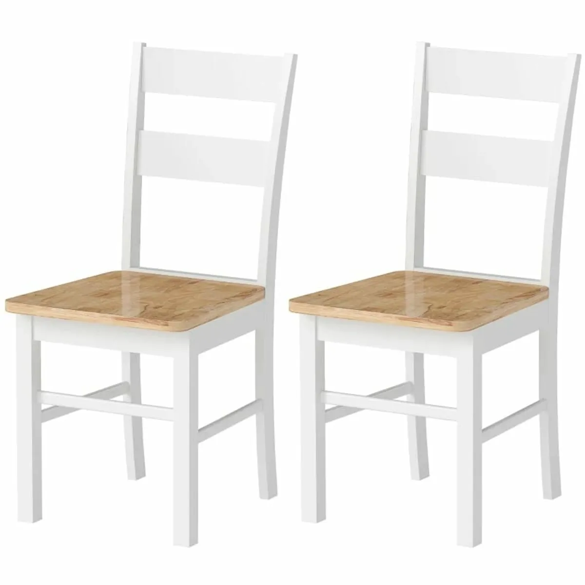 2-Piece Set Kitchen Chairs, Rubberwood, Curved Sla - Image 1