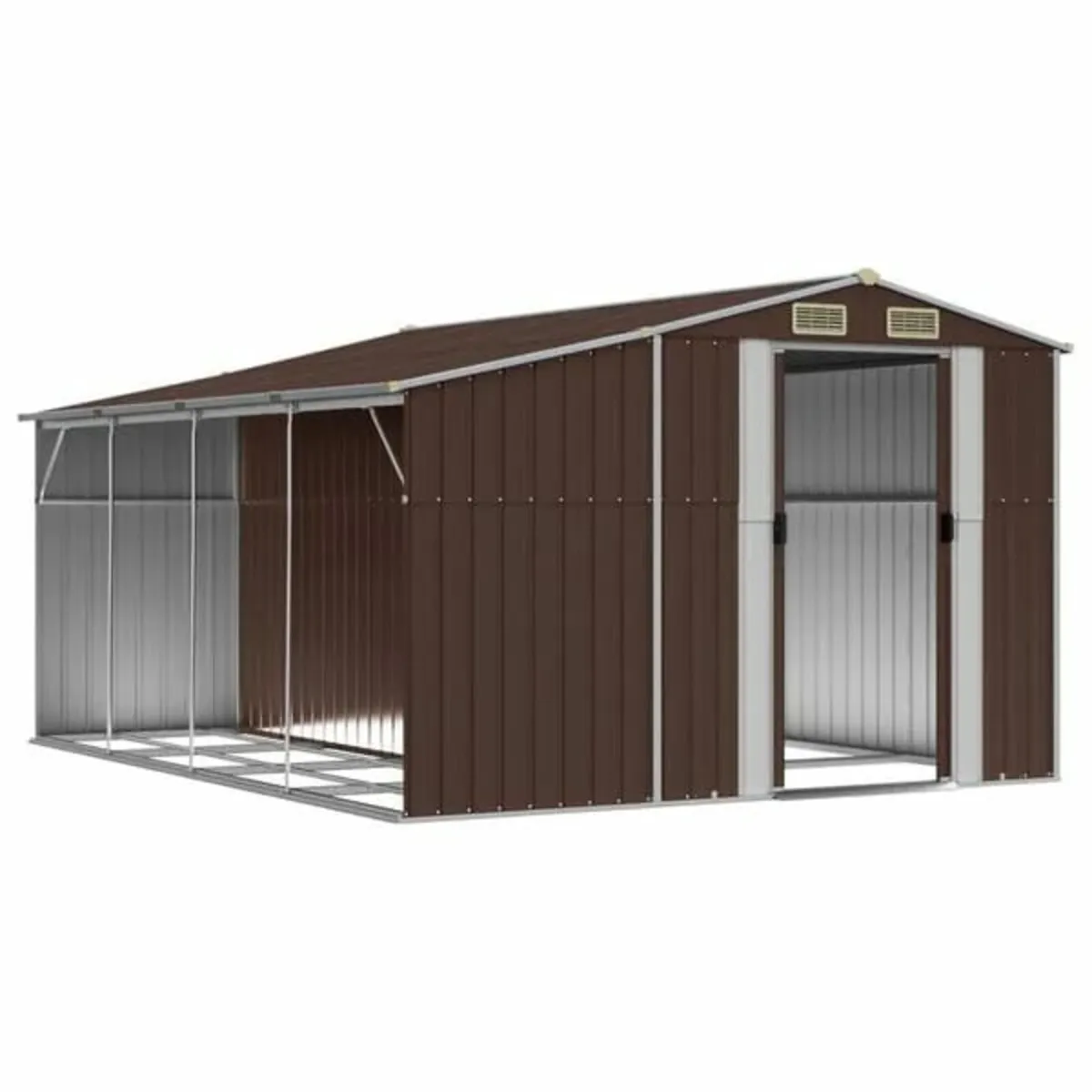 Garden Shed Brown 277x365.5x179 cm Galvanised Stee - Image 4