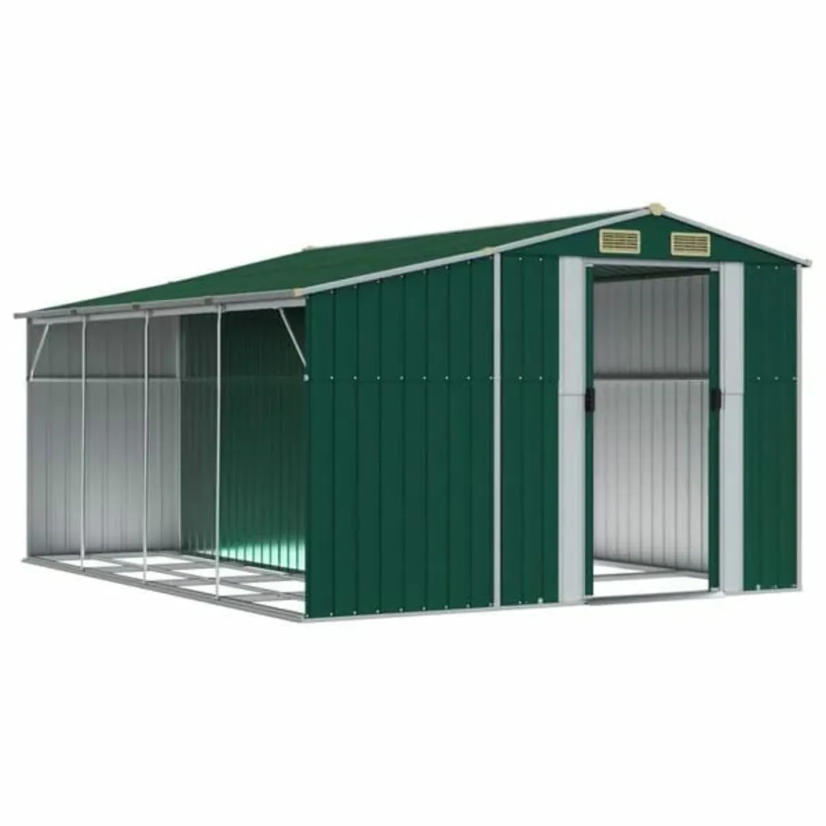 Garden Shed Green 277x365.5x179 cm Galvanised Stee - Image 1