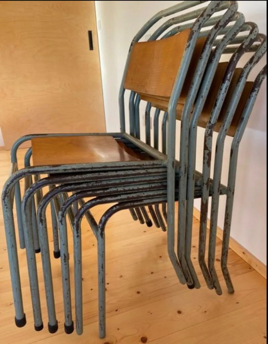 Set of 6 Vintage Industrial chairs (Mid Century) - Image 4