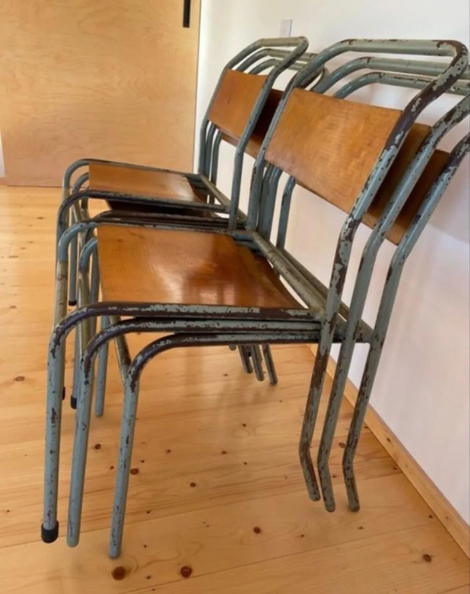 Set of 6 Vintage Industrial chairs (Mid Century) - Image 2