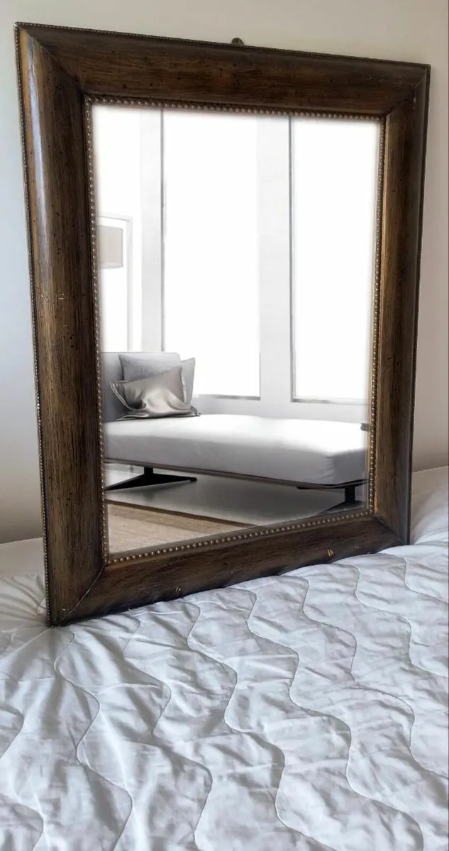 Large antique mirror carved wooden - Image 1