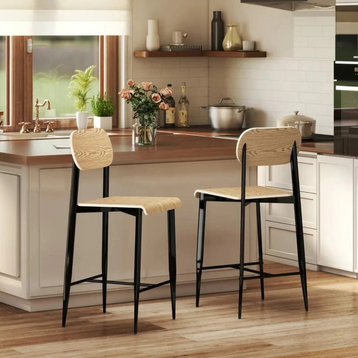 2-piece set bar stools, Bar chairs with backrest a - Image 3