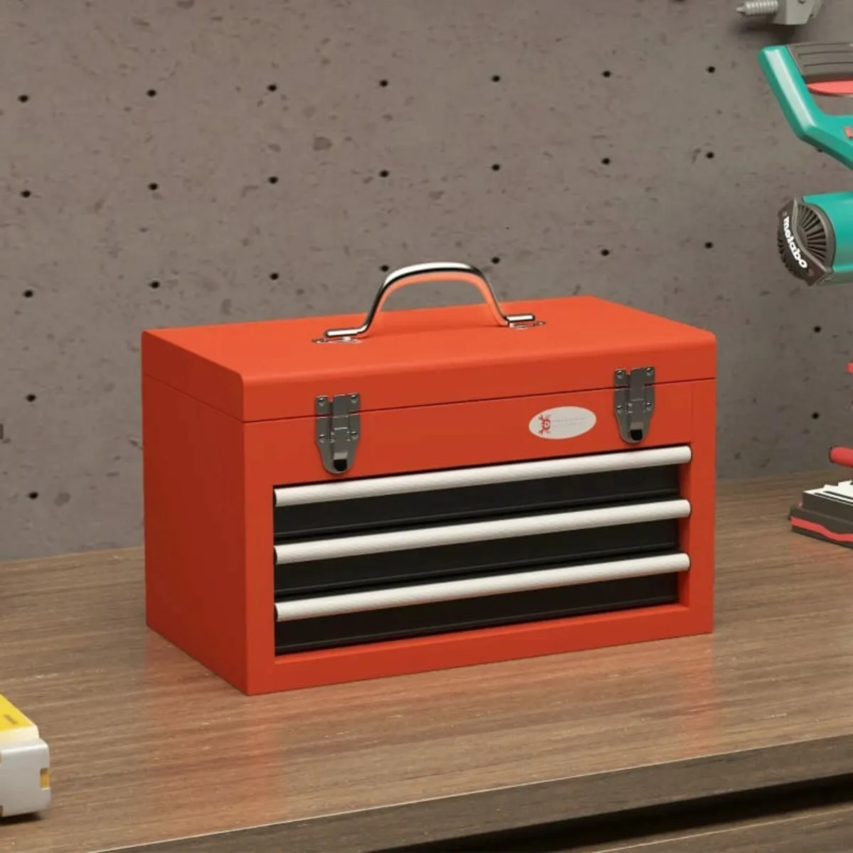 Toolbox with 3 Drawers, 1 Compartment, Sturdy Stee - Image 4