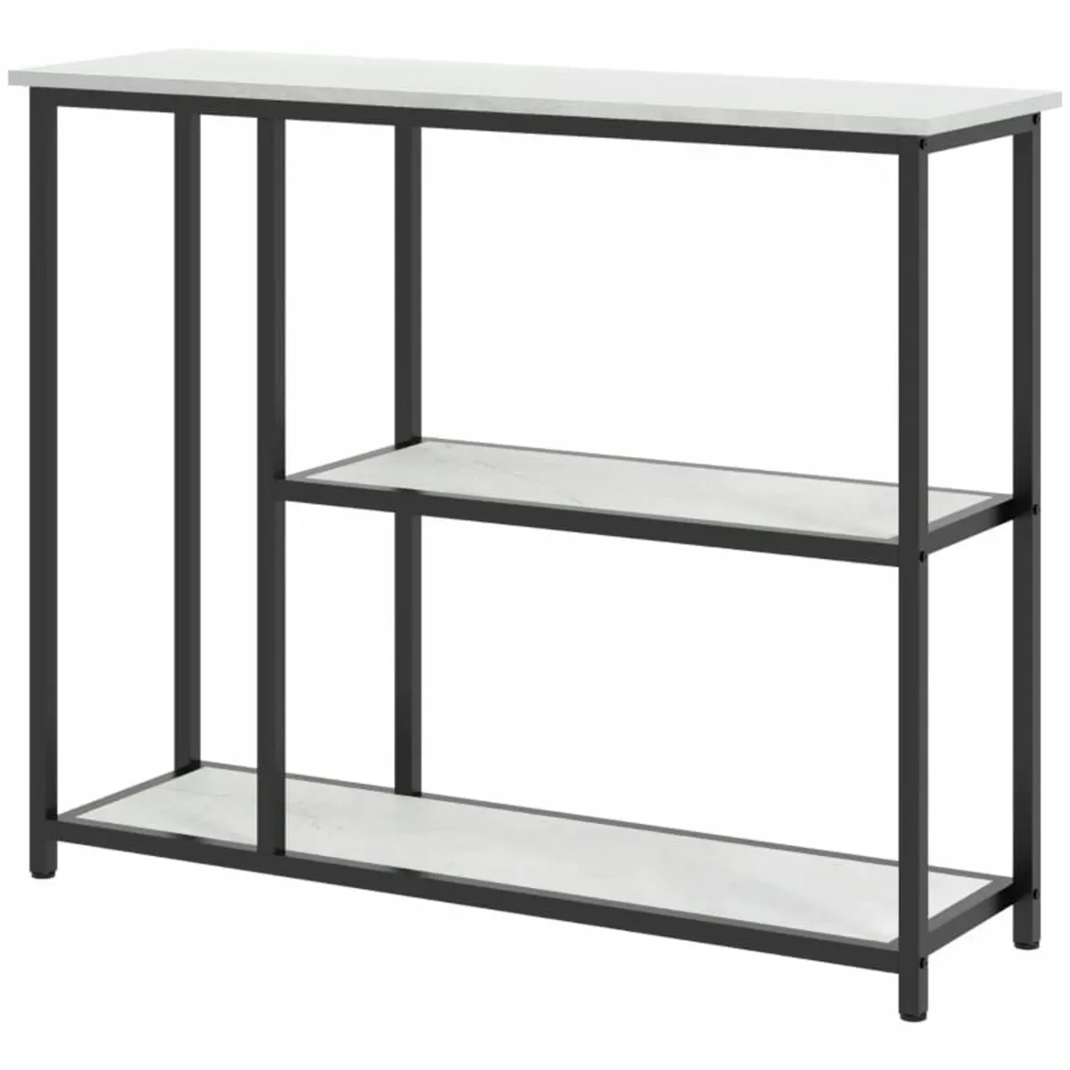Industrial-design console table, 2 shelves, marble - Image 1
