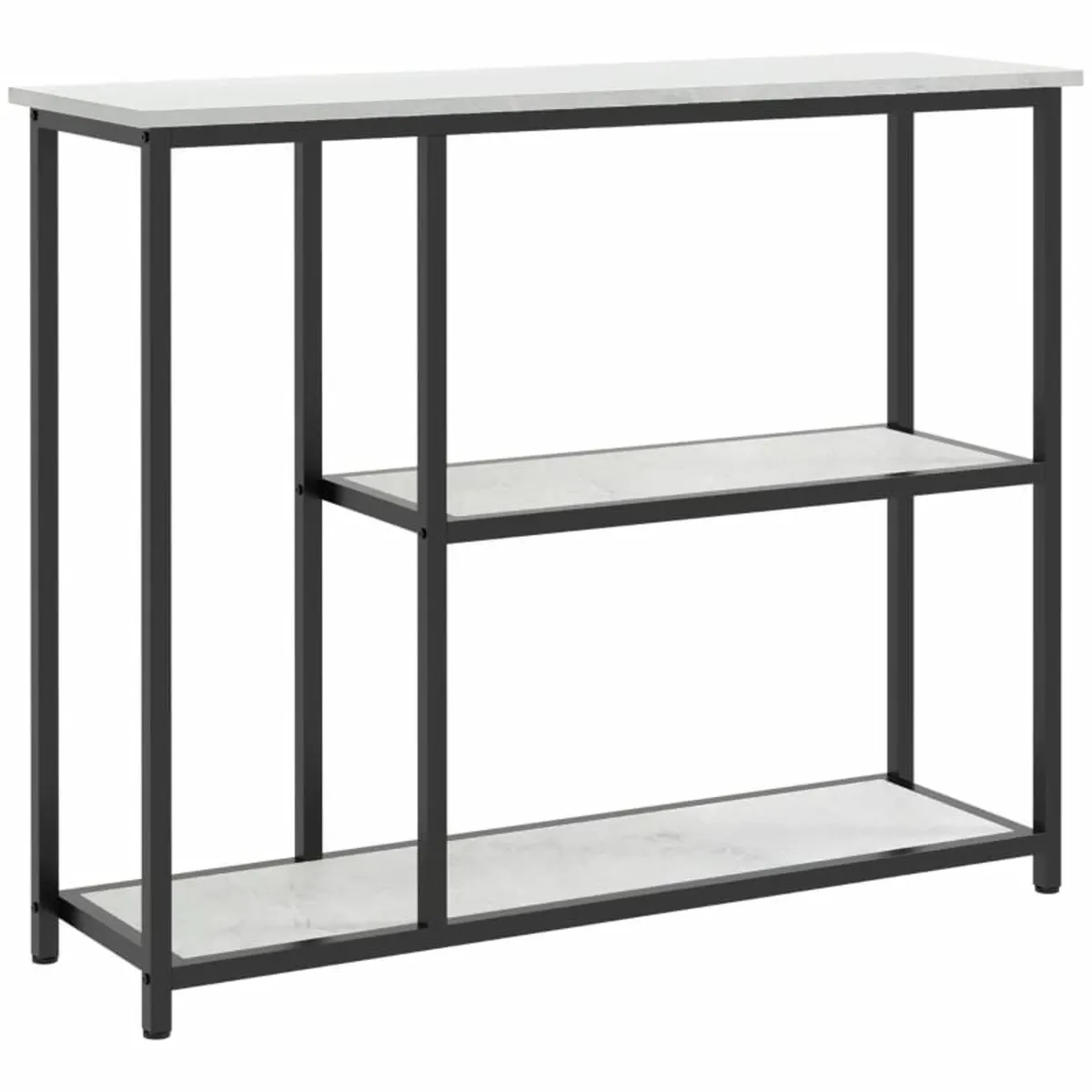 Industrial-design console table, 2 shelves, marble - Image 3