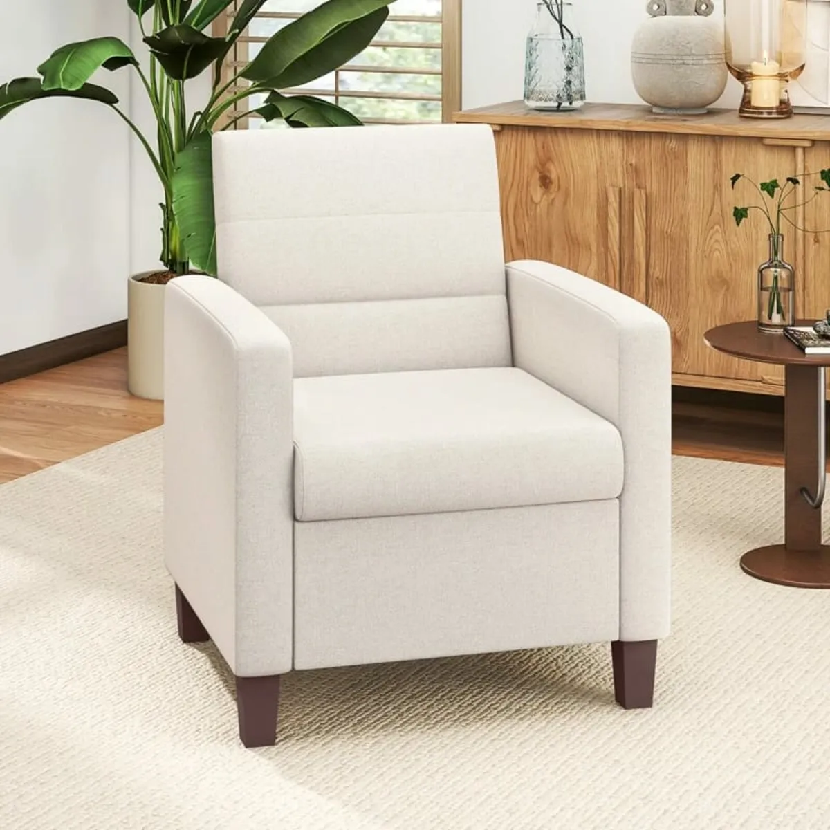 Upholstered chair in linen look, foam, seat cushio - Image 1
