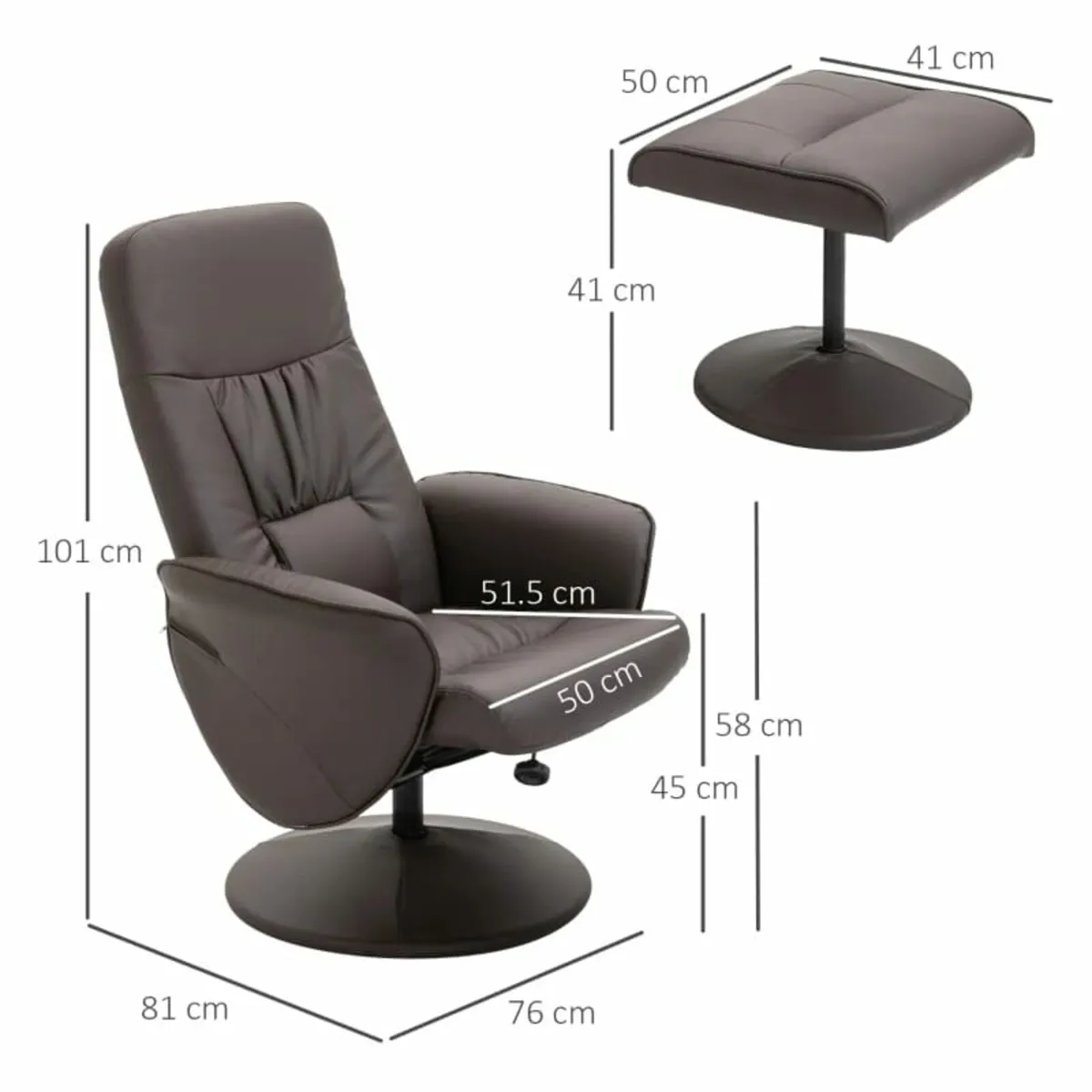 2-piece chair set, chair with footstool, recliner - Image 3