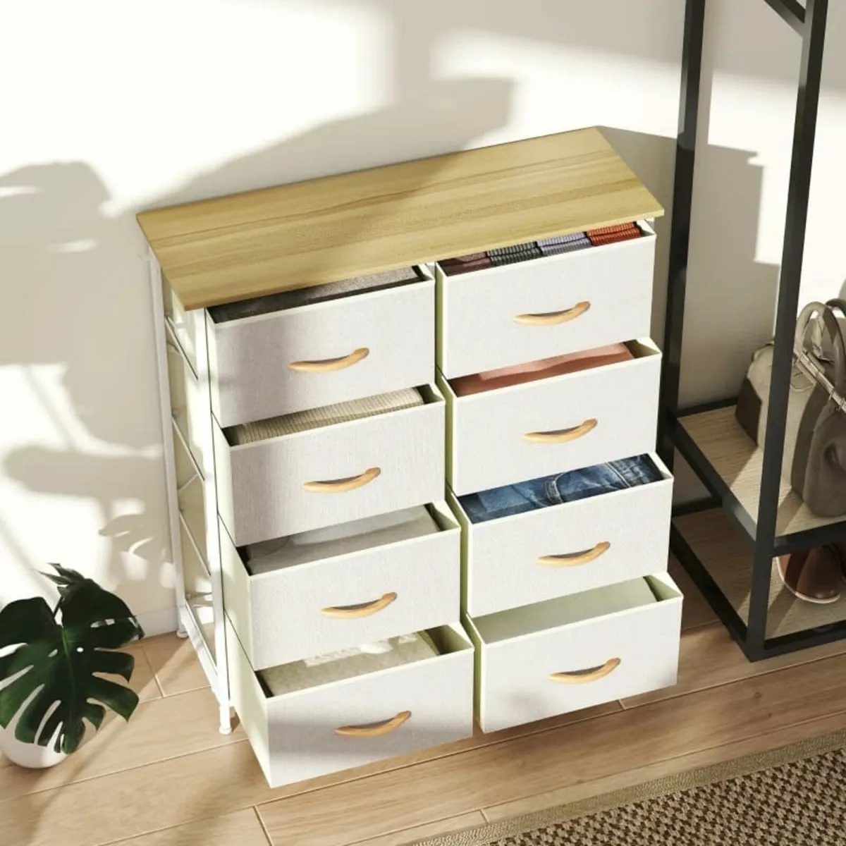 Chest of Eight Fabric Drawers - Beige - Image 2