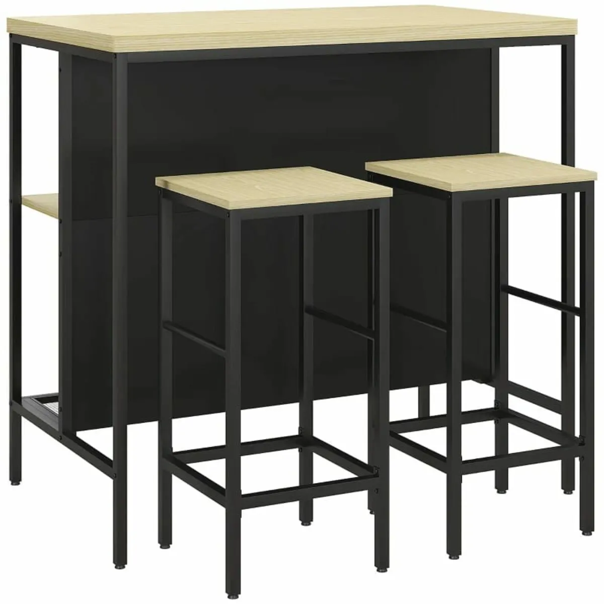 Bar set, 2 bar stools & 1 bar table, stain-resista - Image 1