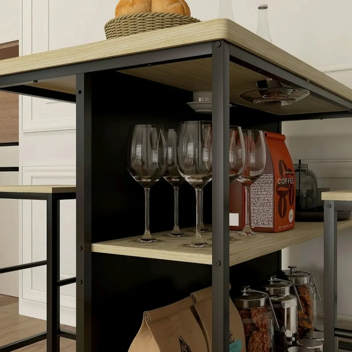 Bar set, 2 bar stools & 1 bar table, stain-resista - Image 4