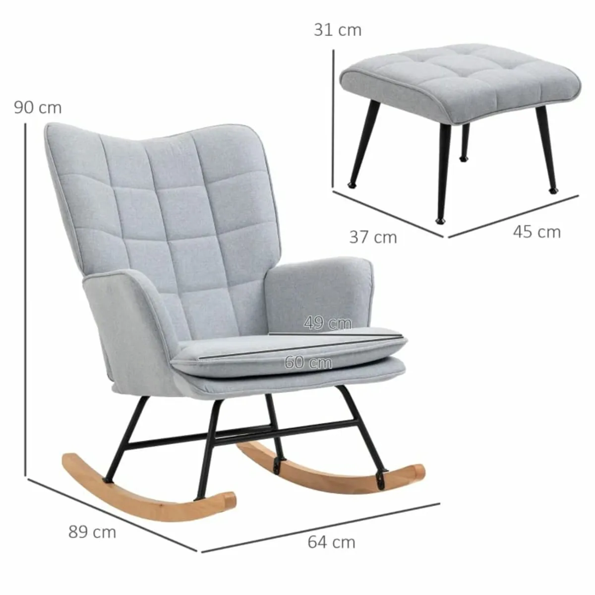 Rocking chair with Ottoman Scandinavian design Roc - Image 3