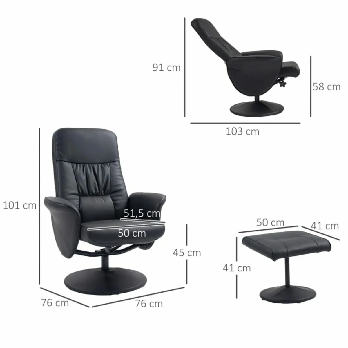 2-piece chair set Chair with ottoman Recliner with - Image 3