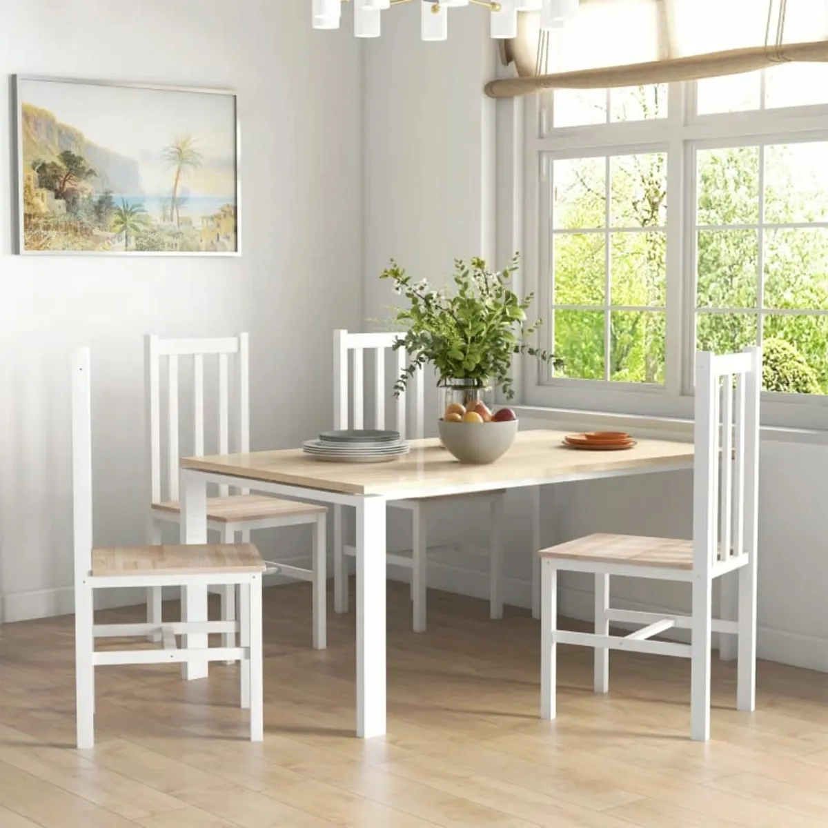 4-Piece Set Kitchen Chairs Dining Chairs, Solid Wo - Image 2