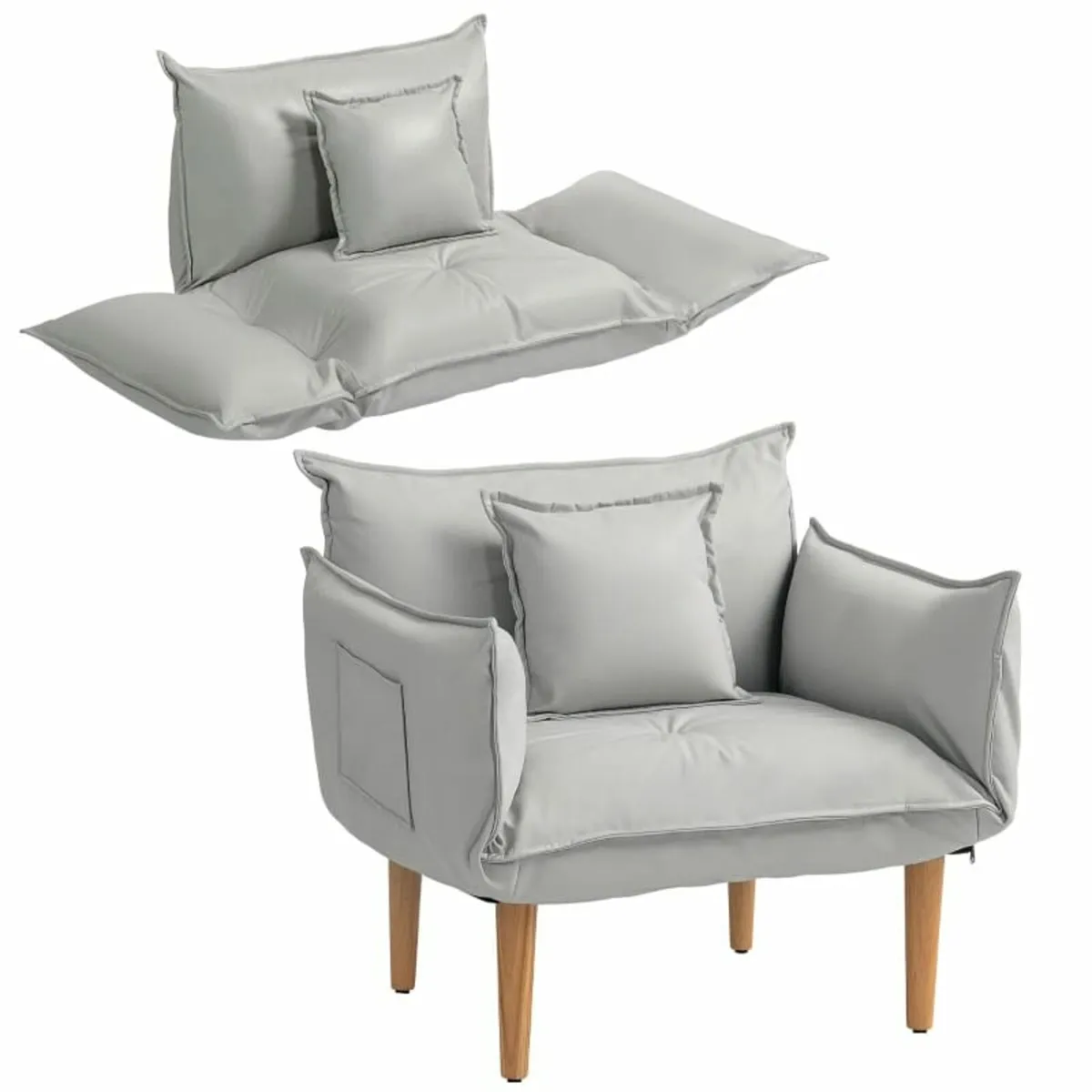 2-in-1 Adjustable Lounge Chair, Floor Chair with C - Image 2